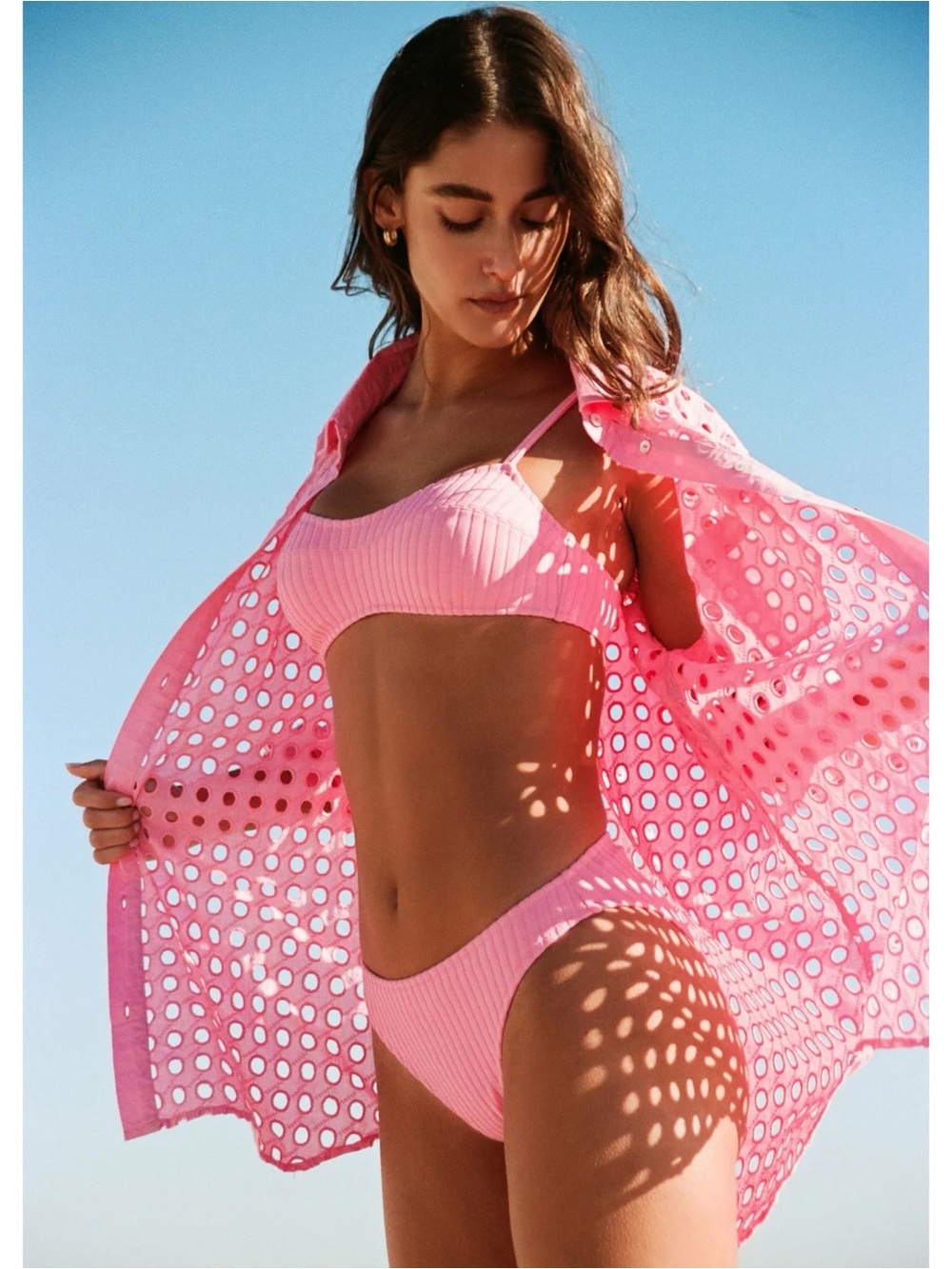 SOLID & STRIPED 2 Piece Hot Pink The Tati & Elsa Bikini Swim Set Swimsuit sz S